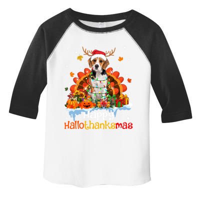 Happy Hallothanksmas Beagle Dog Halloween Thanksgiving Xmas Gift Toddler Fine Jersey T-Shirt