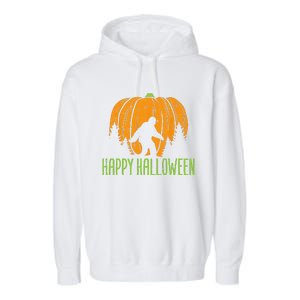 Happy Halloween Bigfoot Pumpkin Sasquatch Women Garment-Dyed Fleece Hoodie