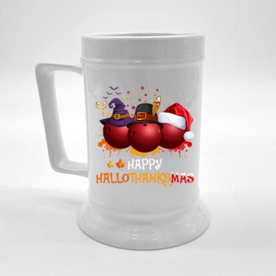 Happy Hallothanksmas Bowling Halloween And Christmas Autumn Gift Beer Stein