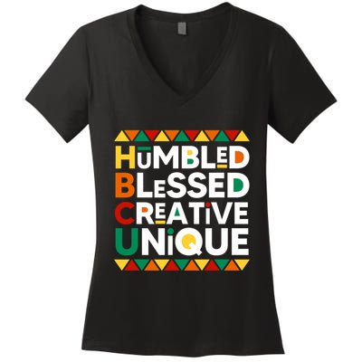 Hbcu Humbled Blessed Creative Unique Historical Black Women's V-Neck T-Shirt