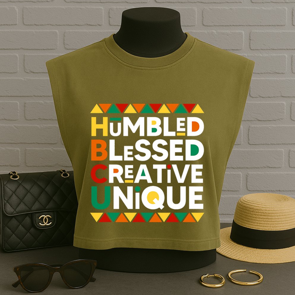 Hbcu Humbled Blessed Creative Unique Historical Black Garment-Dyed Women's Muscle Tee