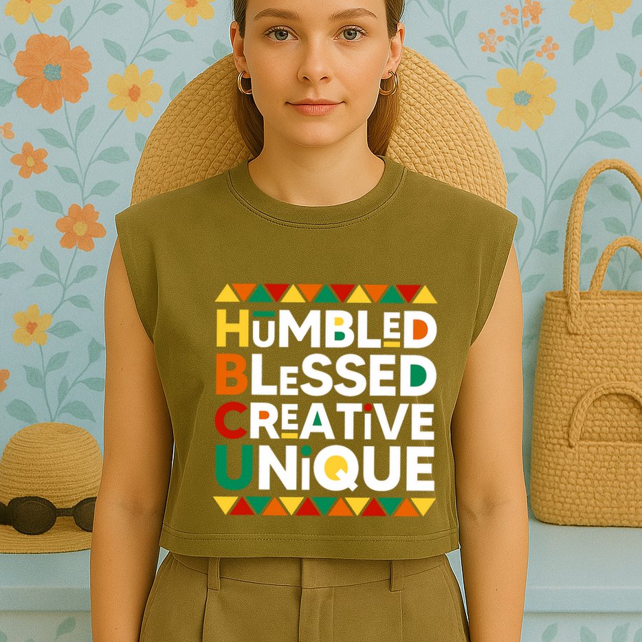 Hbcu Humbled Blessed Creative Unique Historical Black Garment-Dyed Women's Muscle Tee