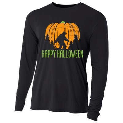 Happy Halloween Bigfoot Pumpkin Sasquatch Cooling Performance Long Sleeve Crew