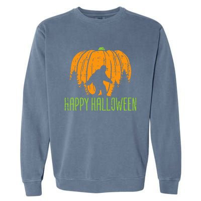 Happy Halloween Bigfoot Pumpkin Sasquatch Garment-Dyed Sweatshirt