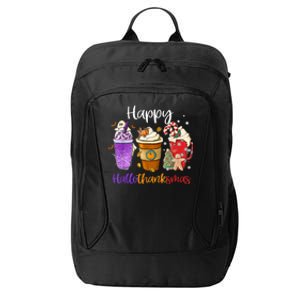 Happy Hallothanksmas Coffee Latte Halloween Thanksgiving Funny Gift City Backpack