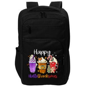 Happy Hallothanksmas Coffee Latte Halloween Thanksgiving Funny Gift Impact Tech Backpack