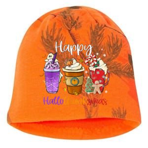 Happy Hallothanksmas Coffee Latte Halloween Thanksgiving Funny Gift Kati - Camo Knit Beanie