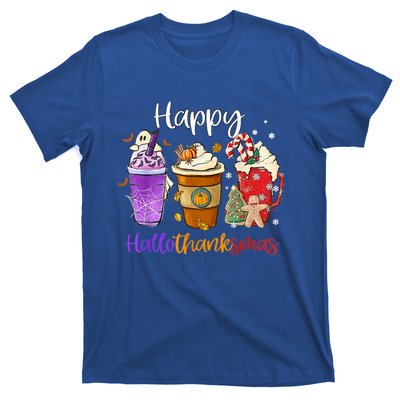 Happy Hallothanksmas Coffee Latte Halloween Thanksgiving Funny Gift T-Shirt