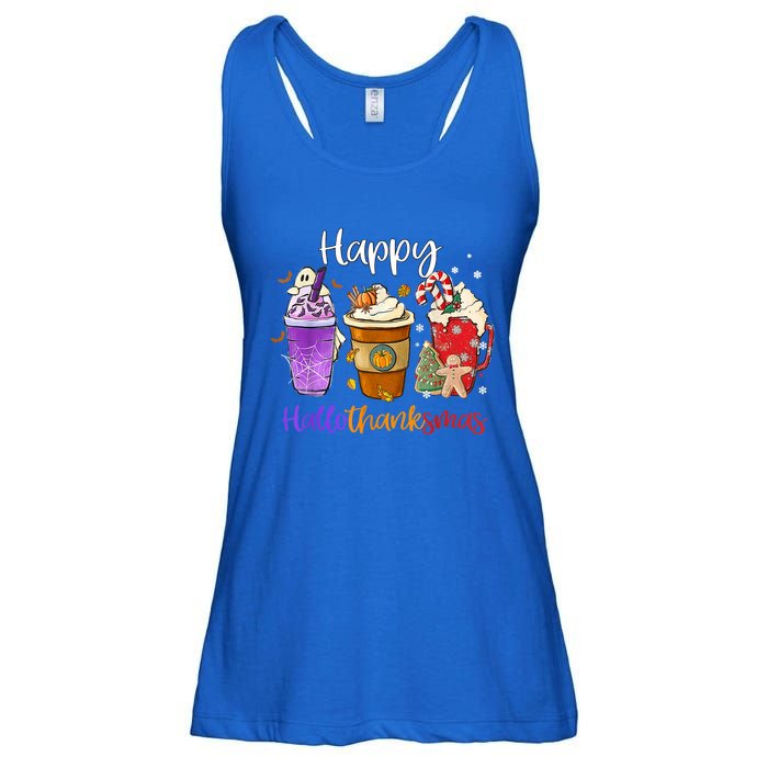 Happy Hallothanksmas Coffee Latte Halloween Thanksgiving Funny Gift Ladies Essential Flowy Tank