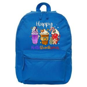 Happy Hallothanksmas Coffee Latte Halloween Thanksgiving Funny Gift 16 in Basic Backpack