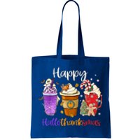 Happy Hallothanksmas Coffee Latte Halloween Thanksgiving Funny Gift Tote Bag