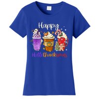 Happy Hallothanksmas Coffee Latte Halloween Thanksgiving Funny Gift Women's T-Shirt