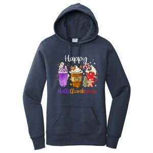 Happy Hallothanksmas Coffee Latte Halloween Thanksgiving Funny Gift Women's Pullover Hoodie