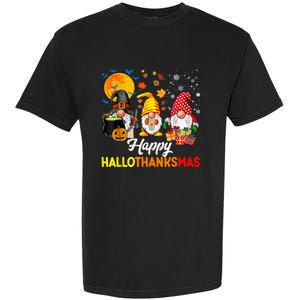 Happy Hallothanksmas Cute Gnomes Fall Halloween Garment-Dyed Heavyweight T-Shirt