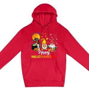 Happy Hallothanksmas Cute Gnomes Fall Halloween Premium Pullover Hoodie