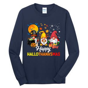 Happy Hallothanksmas Cute Gnomes Fall Halloween Tall Long Sleeve T-Shirt