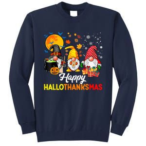 Happy Hallothanksmas Cute Gnomes Fall Halloween Tall Sweatshirt