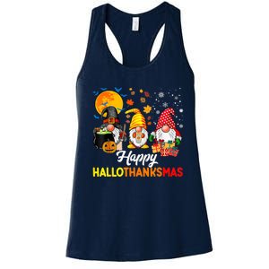 Happy Hallothanksmas Cute Gnomes Fall Halloween Women's Racerback Tank