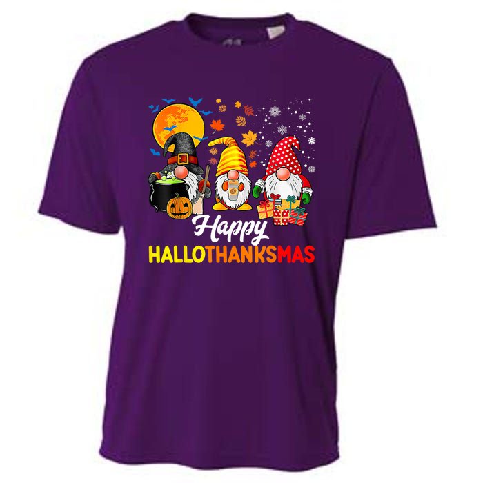 Happy Hallothanksmas Cute Gnomes Fall Halloween Cooling Performance Crew T-Shirt