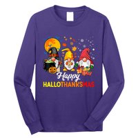 Happy Hallothanksmas Cute Gnomes Fall Halloween Long Sleeve Shirt