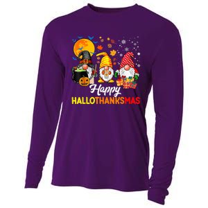 Happy Hallothanksmas Cute Gnomes Fall Halloween Cooling Performance Long Sleeve Crew