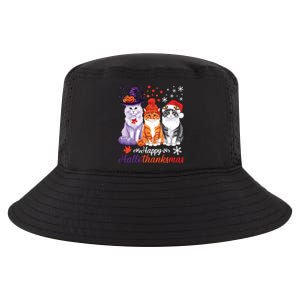 Happy Hallothanksmas Cats Halloween Thanksgiving Christmas Cool Comfort Performance Bucket Hat