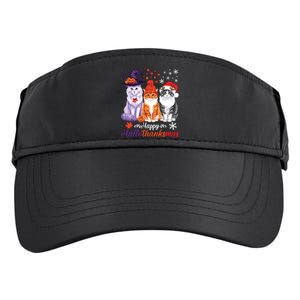 Happy Hallothanksmas Cats Halloween Thanksgiving Christmas Adult Drive Performance Visor