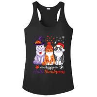 Happy Hallothanksmas Cats Halloween Thanksgiving Christmas Ladies PosiCharge Competitor Racerback Tank