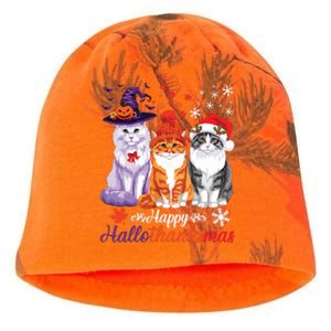 Happy Hallothanksmas Cats Halloween Thanksgiving Christmas Kati - Camo Knit Beanie