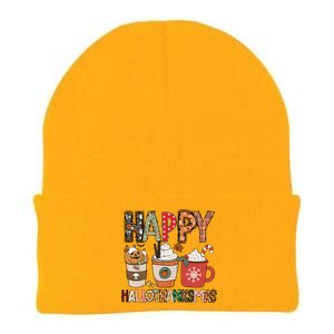 Happy Hallothanksmas Cute Coffee Pumkin Cool Gift Knit Cap Winter Beanie