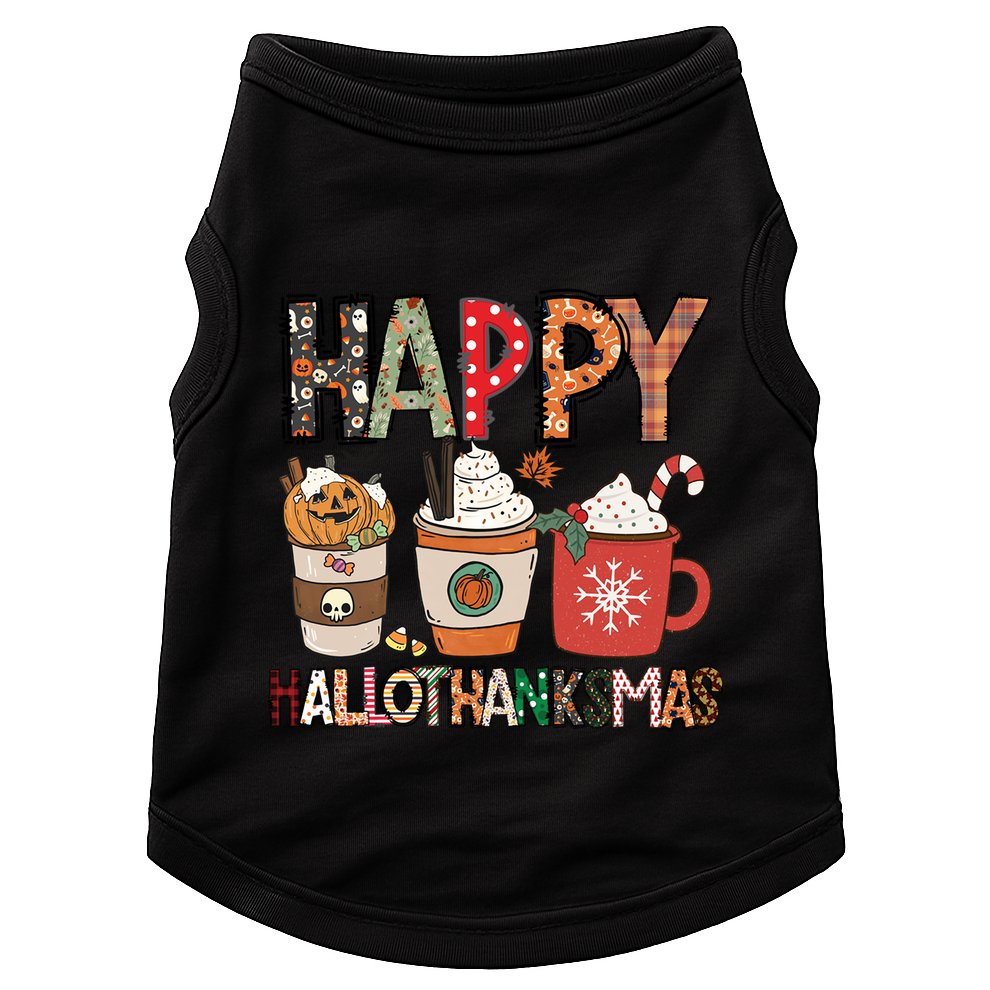 Happy Hallothanksmas Cute Coffee Pumkin Cool Gift Doggie Tank