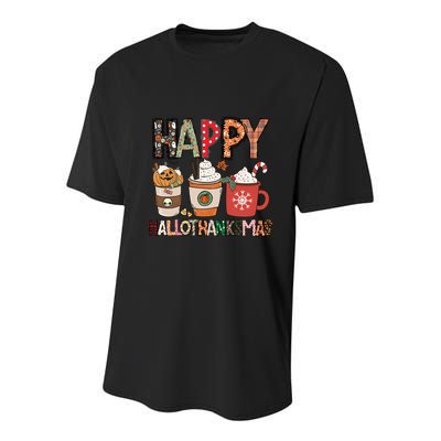 Happy Hallothanksmas Cute Coffee Pumkin Cool Gift Youth Performance Sprint T-Shirt