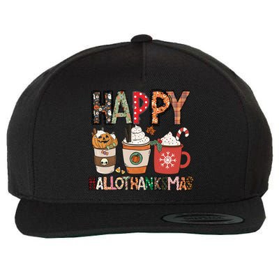 Happy Hallothanksmas Cute Coffee Pumkin Cool Gift Wool Snapback Cap