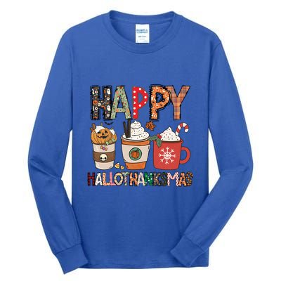Happy Hallothanksmas Cute Coffee Pumkin Cool Gift Tall Long Sleeve T-Shirt