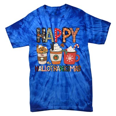 Happy Hallothanksmas Cute Coffee Pumkin Cool Gift Tie-Dye T-Shirt