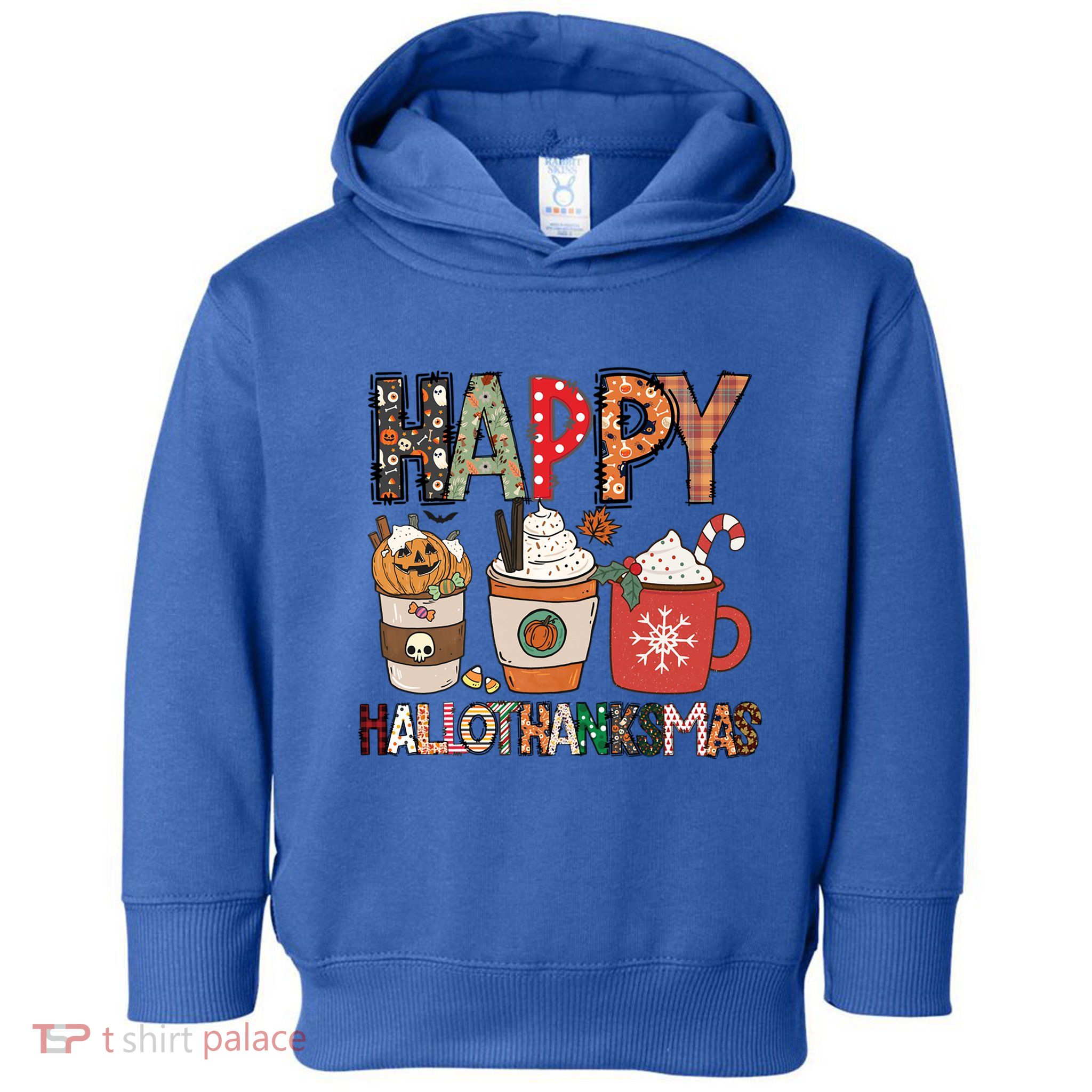 Happy Hallothanksmas Cute Coffee Pumkin Cool Gift Toddler Hoodie