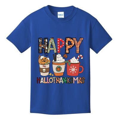 Happy Hallothanksmas Cute Coffee Pumkin Cool Gift Kids T-Shirt