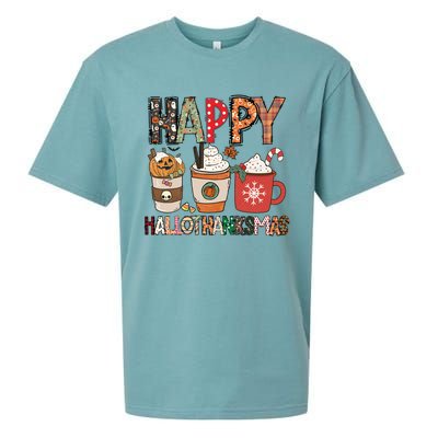 Happy Hallothanksmas Cute Coffee Pumkin Cool Gift Sueded Cloud Jersey T-Shirt