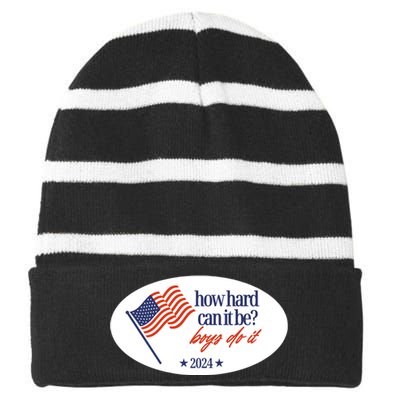 How Hard Can It Be Boy Do It Sticker Striped Beanie with Solid Band