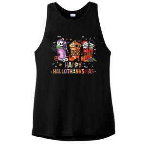 Happy Hallothanksmas Coffee Latte Halloween Thanksgiving Ladies PosiCharge Tri-Blend Wicking Tank