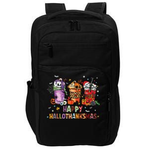 Happy Hallothanksmas Coffee Latte Halloween Thanksgiving Impact Tech Backpack