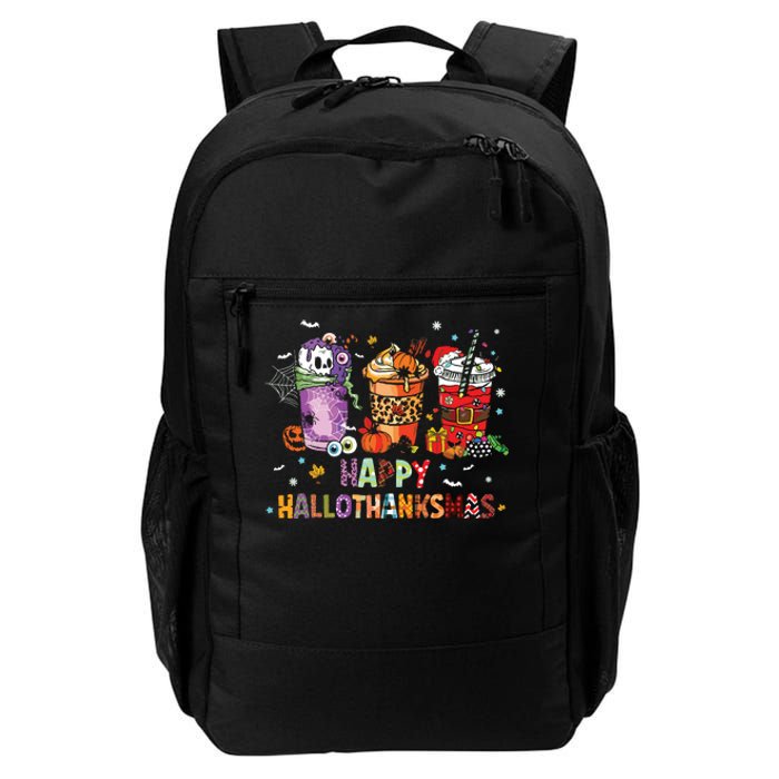 Happy Hallothanksmas Coffee Latte Halloween Thanksgiving Daily Commute Backpack