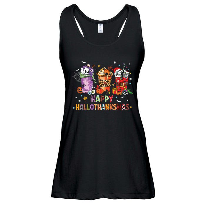 Happy Hallothanksmas Coffee Latte Halloween Thanksgiving Ladies Essential Flowy Tank