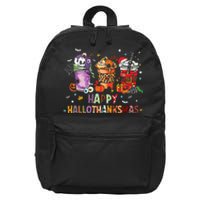 Happy Hallothanksmas Coffee Latte Halloween Thanksgiving 16 in Basic Backpack