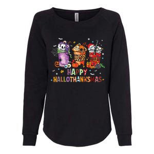 Happy Hallothanksmas Coffee Latte Halloween Thanksgiving Womens California Wash Sweatshirt