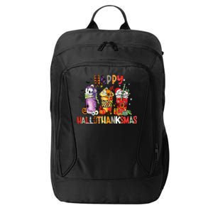 Happy Hallothanksmas Coffee Latte Halloween Thanksgiving City Backpack