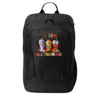 Happy Hallothanksmas Coffee Latte Halloween Thanksgiving City Backpack