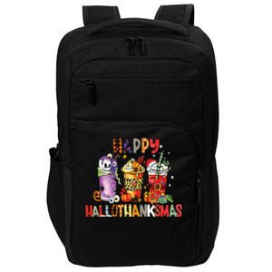 Happy Hallothanksmas Coffee Latte Halloween Thanksgiving Impact Tech Backpack