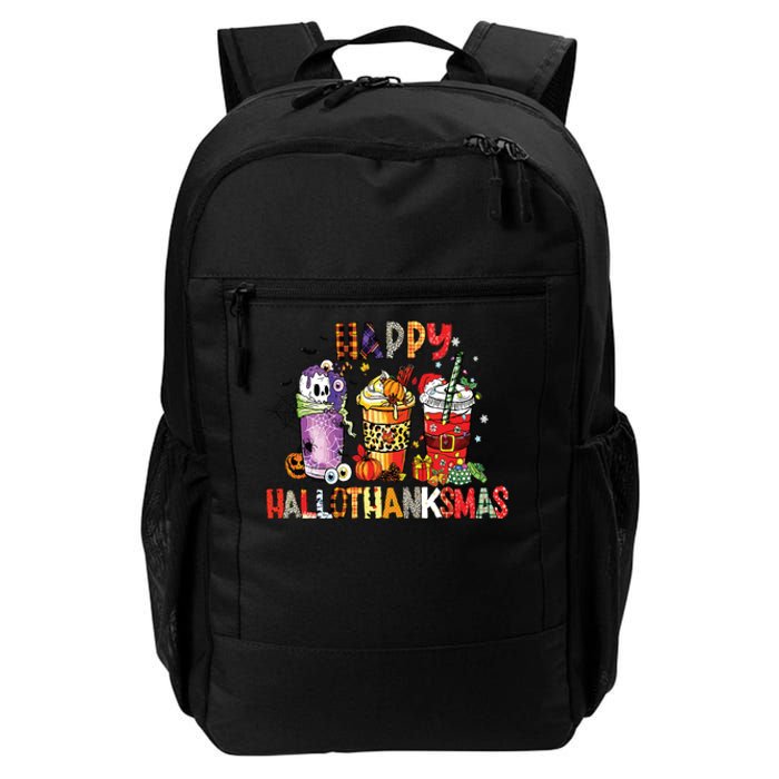 Happy Hallothanksmas Coffee Latte Halloween Thanksgiving Daily Commute Backpack