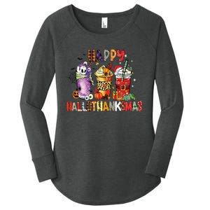 Happy Hallothanksmas Coffee Latte Halloween Thanksgiving Women's Perfect Tri Tunic Long Sleeve Shirt